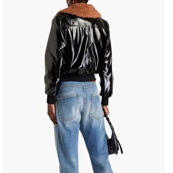 MOTHER Pilot Faux Patent Leather Jacket in Black,, NWT, Size XL - Picture 13 of 14